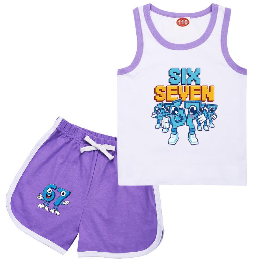 9193 Детские Украсть Мозговую Гниль 67 Принт Топ Брюки Спортивный Костюм Комплекты