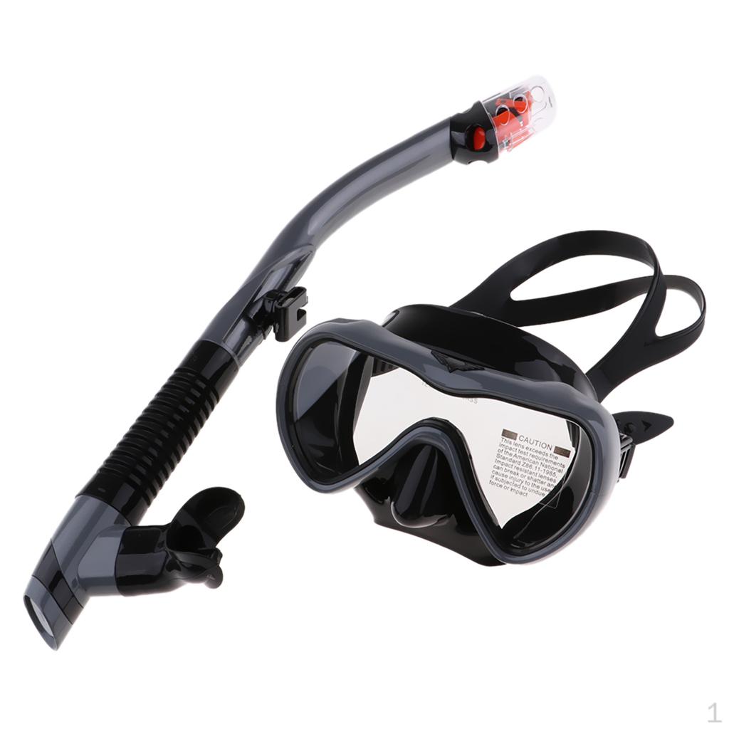 Adult Diving Scuba Snorkel Set Dry Swim Gears Tempered Glass