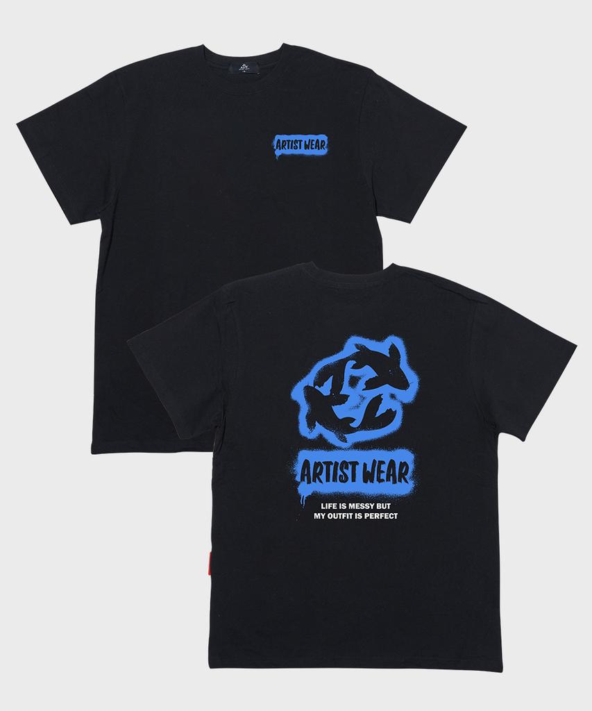 ARTISTWEAR [Atw] Синяя футболка с коротким рукавом 'Карп Кои' - 2 цвета