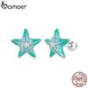 Серьги-гвоздики BAMOER из стерлингового серебра 925 пробы, синие морские звезды, простые серьги с платиновым покрытием для женщин и девочек, ювелирные изделия в подарок