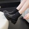 Large Size Square Heel Round Head Fashion Boots Autumn and Winter New Medium Tube Socks Boots Shein