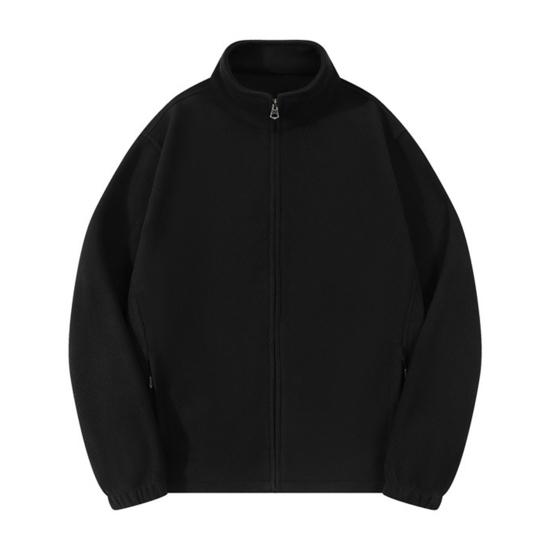 Men Outdoor Fleece Jacket Windbreaker Liner with Zip Thick Double-sided Long Sleeve Jacket Warm Solid Color Fall Winter Outwear for Sports Office