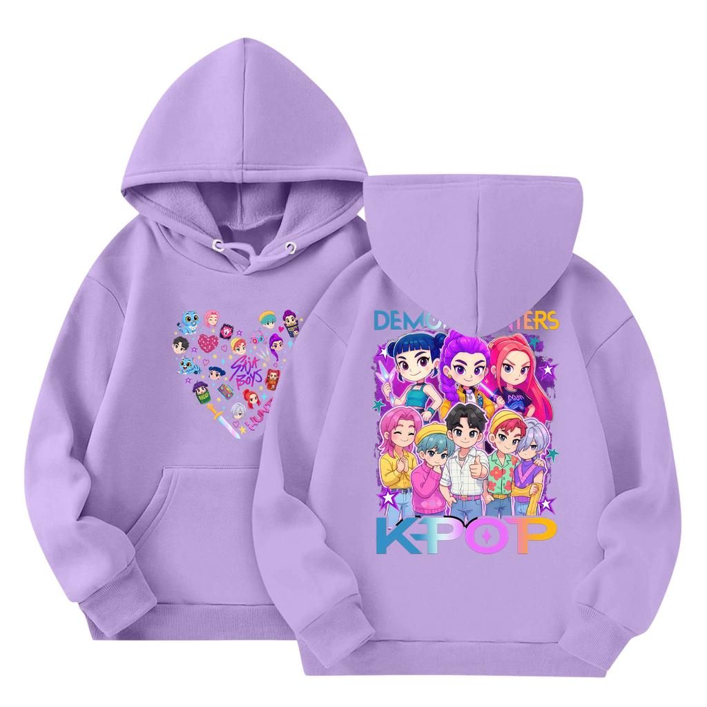 Child Fashion Lightweight Long Sleeve Pullover With Pockets  Print Hoodie