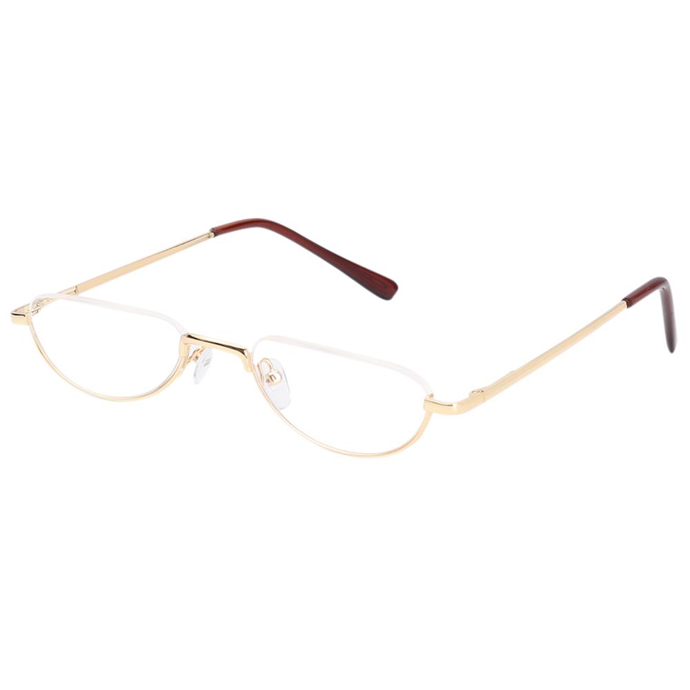 1Pc Half Frame Metal Spring Hinge Reading Glasses Semi-Rim Halves Ultra Light Resin Eyeglasses Vision Care +1.00~+4.0 Diopter