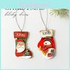 Christmas Festive Decor Wooden Ornaments With Santa Claus And Snowman For Seasonal Decoration
