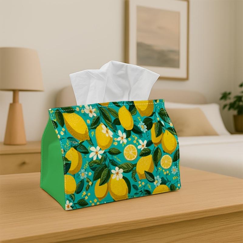 1pc Lemon Floral Tissue Holder - Nature And Yellow Design, Suitable for Office, Parties, Cars, Living Rooms, Kitchens, And Events - Decorative Desk It