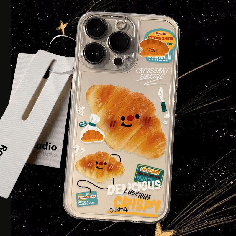 Ins Korean Toast Fried Egg Love Phone Case for IPhone 17 16Pro Max 15 14 13 12 11 Pro Max IPhone 16 15 14 Plus Transparent Cover