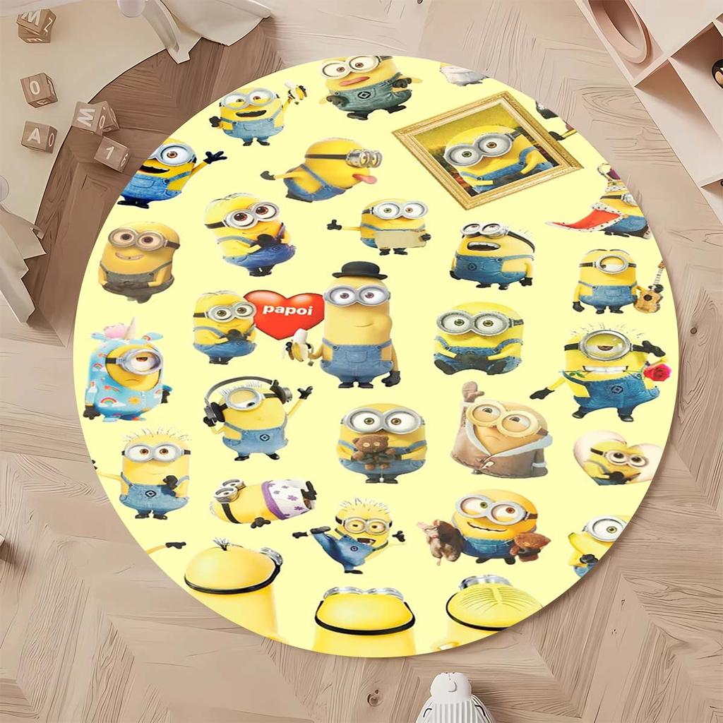 Hot Sale Minions Round Rug Cute Cartoon Theme Circular Floor Mat For Kids Boys Bedroom Dorm Playroom Home Decoration