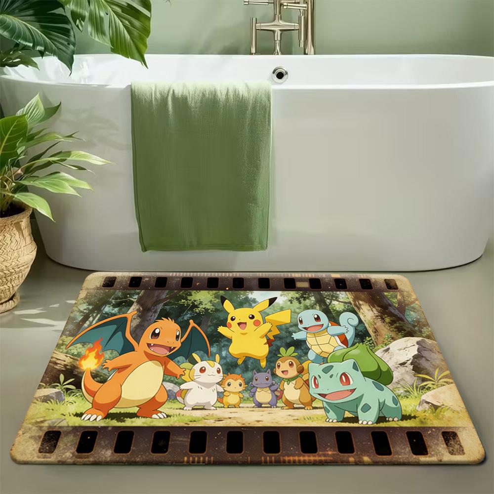 Psyduck Anime Print Non-slip Doormat, Soft Absorbent Floor Rug for Home Decor
