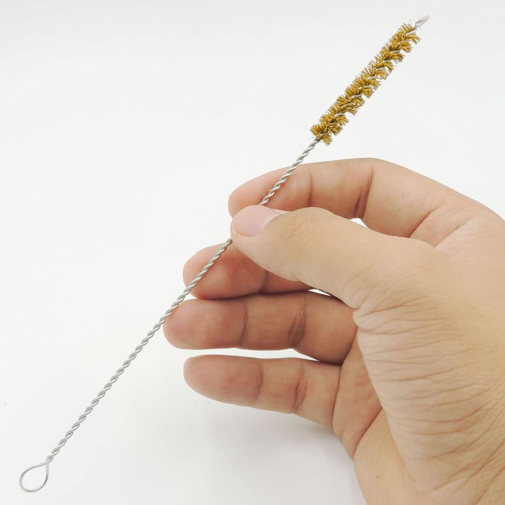 Brass Tube Cleaning Brush Tornado Brass Wire Brush Hand Tool for Cleaning and Cylinder Bore 5-Piece Set, Brush, Set, Pipe, Tube, (Brass)