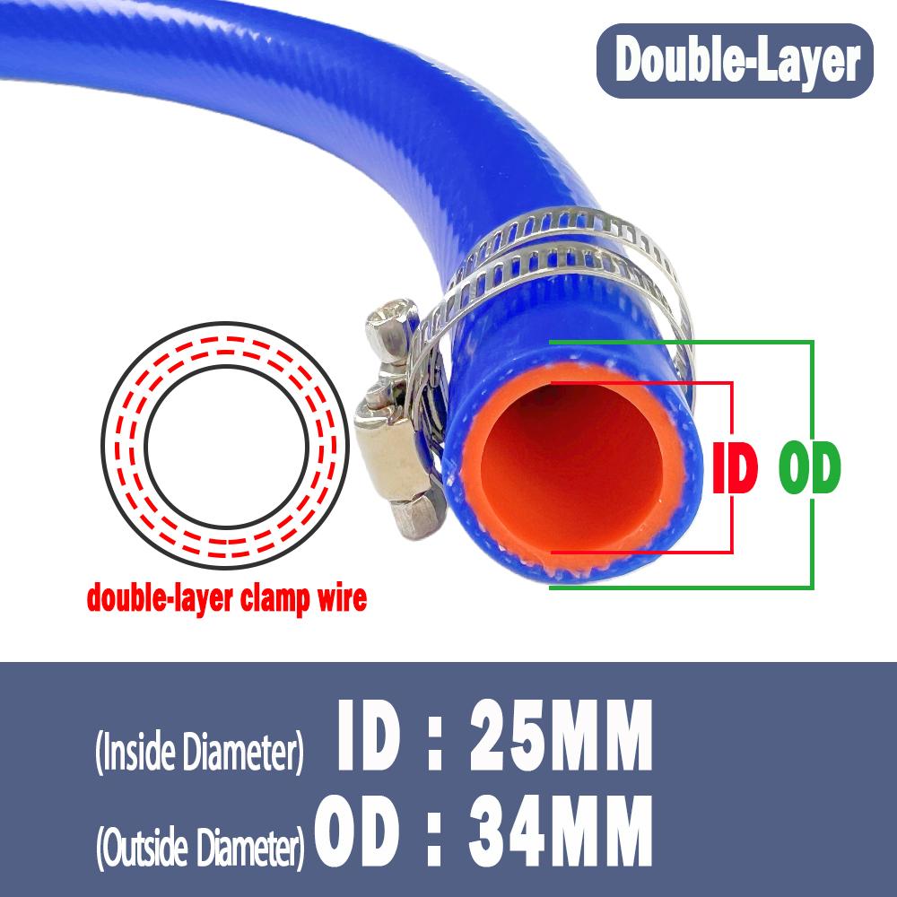 Blue Auto Car Vacuum Hose Double-layer Clamp Wire Warm Air Water Pipe Silicone Hose Inner Diameter 6/8/10/12/14/16/18/20/22/25mm