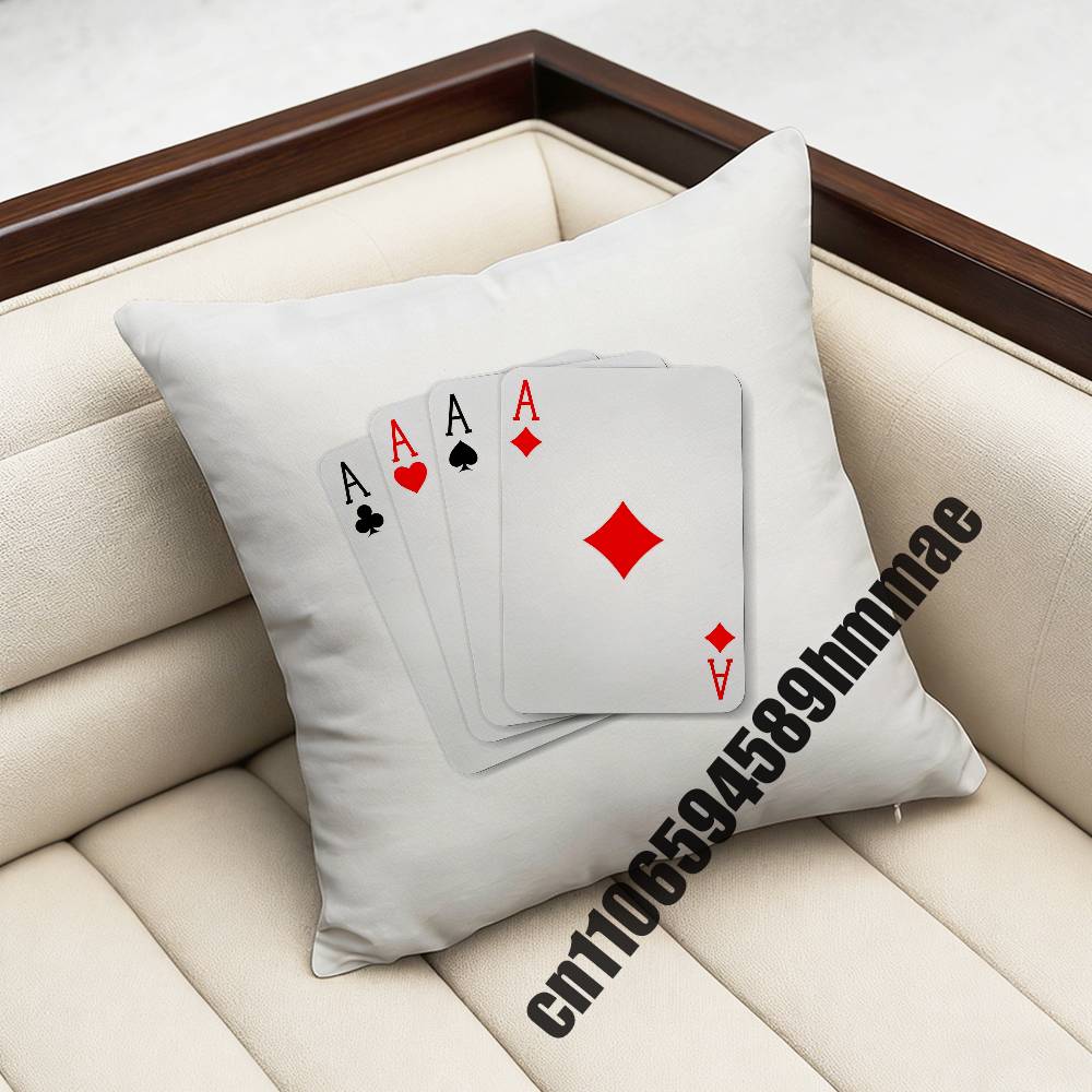 For Playing Cards Poker Red Heart Spades King Queen Throw Pillow Case Sham 45X45Cm 40Cm Square Car Pillowcase Pad Cushion Cover