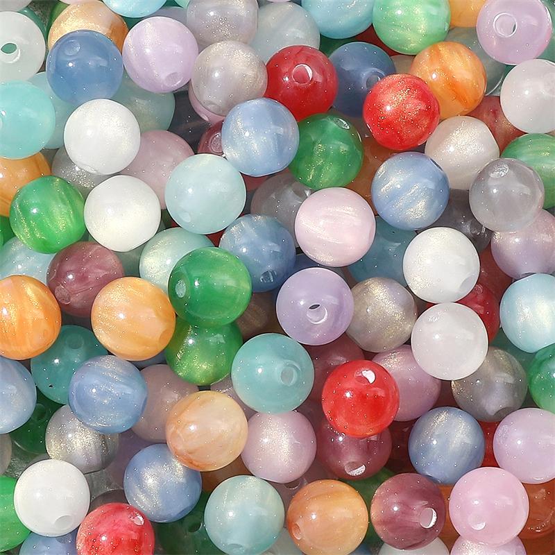 10-50 шт., бусины из смолы ручной работы, золотая фольга, бусины «кошачий глаз» для ожерелья, браслета, сережек, изготовления ювелирных изделий, бусины