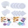 Resin Coasters Molds,4 Coasters Resin Molds for Epoxy Resin with Silicone Coaster Holder Mold,Epoxy Resin Coaster Mold