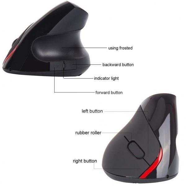 Professional 2.4GHz 5 Buttons Rechargeable Battery Wireless Ergonomic Vertical Optical Mouse