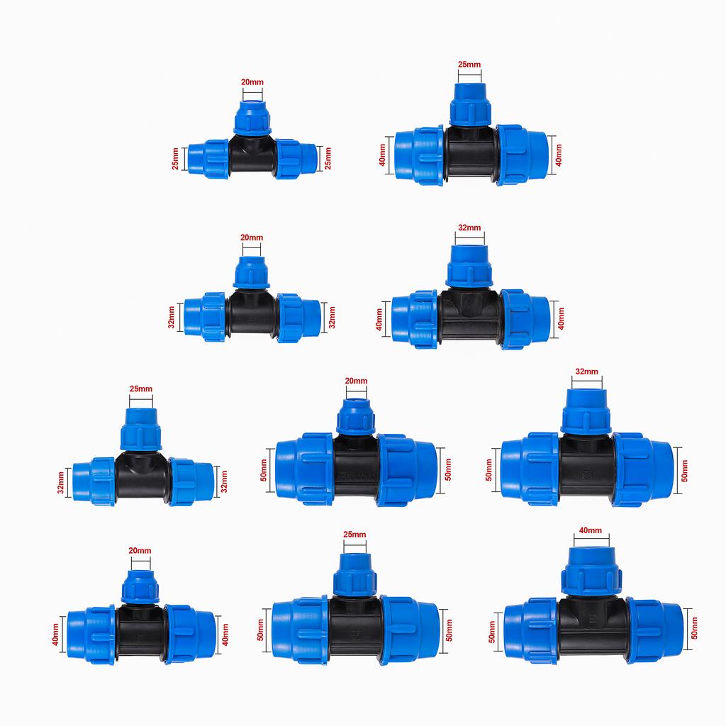 20/25/32/40/50mm PVC PE 3-Way Reducing Coupling Tap Water Splitter Plastic Valve Connector Garden Farm Irrigation Pipe Hose Join