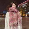 Высококачественный клетчатый шарф в корейском стиле: Теплая, Утолщенная Шаль, Похожая на Кашемир, для Студентов и Пар