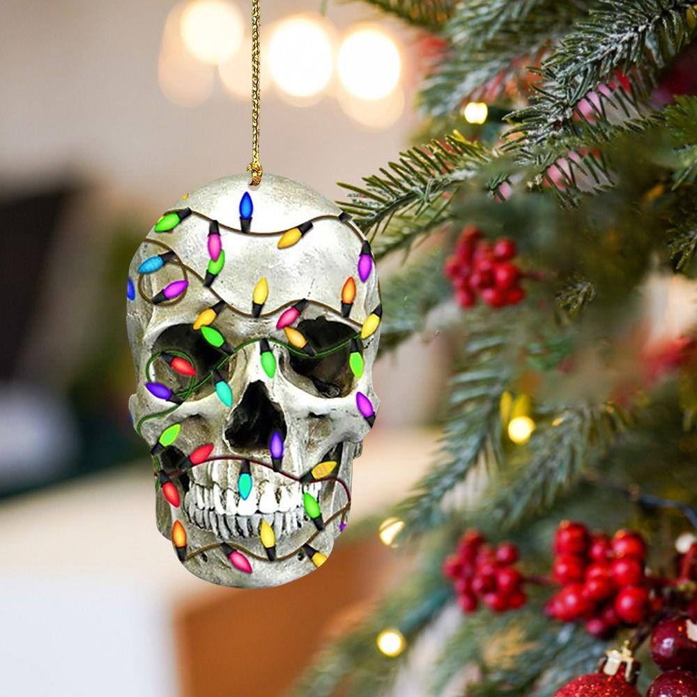 DIY Skull Pendant Horror Skeleton Car Ornaments Christmas Tree Drop Ornaments Car Rearview Decor