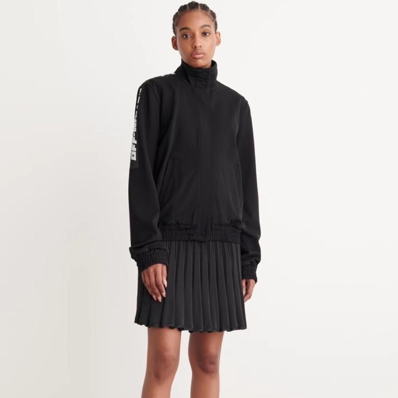 (WMNS) Off-White Logo-Tape Track Jacket 'Black' Women's OWVL016C99JER0011000