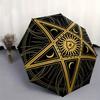 Golden Pentagram Mouse Pad, Mystic Star Design for Wicca Enthusiasts Umbrella, Cute Umbrella with Cute Design, Portable 3-Fold Compact Umbrella for Me
