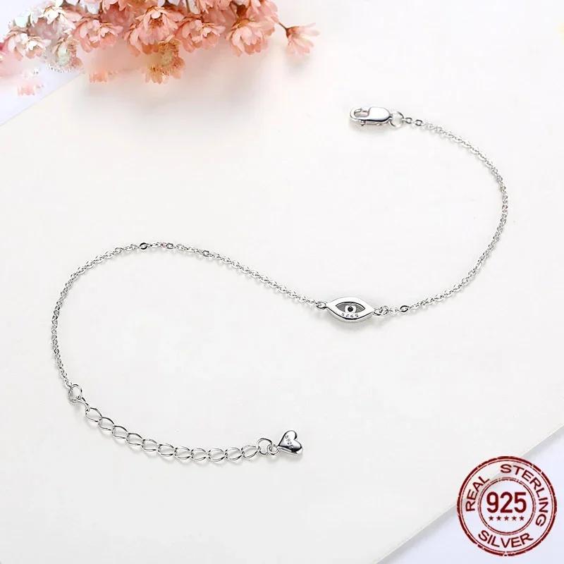 TONGZHE Women Evil Eye Bracelet 925 Silver Bracelets CZ Lucky Turkey Jewelry For A Couple Bracelets for Women Pulsera