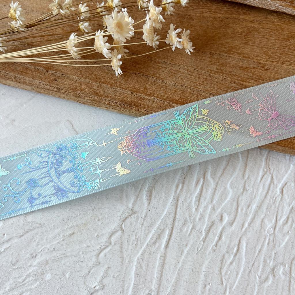 Luxury Double Face Plain Silver Butterfly Candle Holder Satin Ribbon Handmade DIY Materials Woven Lace