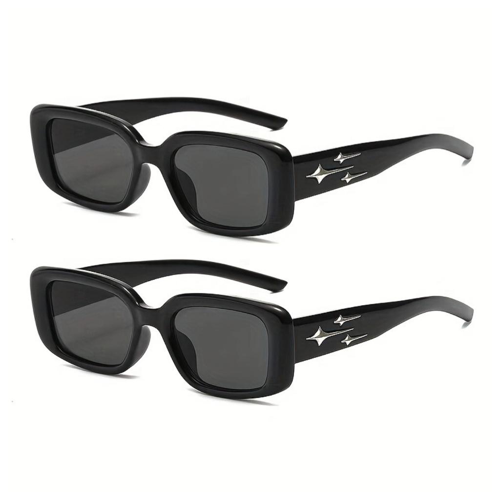 2pcs Casual Women Square Black Vintage Lovely Classic Lively Elegant Sweet Ins Style Modern Simple Style Fashion Glasses Summer