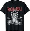 Кот-барабанщик Rock N Roll Винтажный кот с барабаном Ретро Музыка Унисекс Футболка