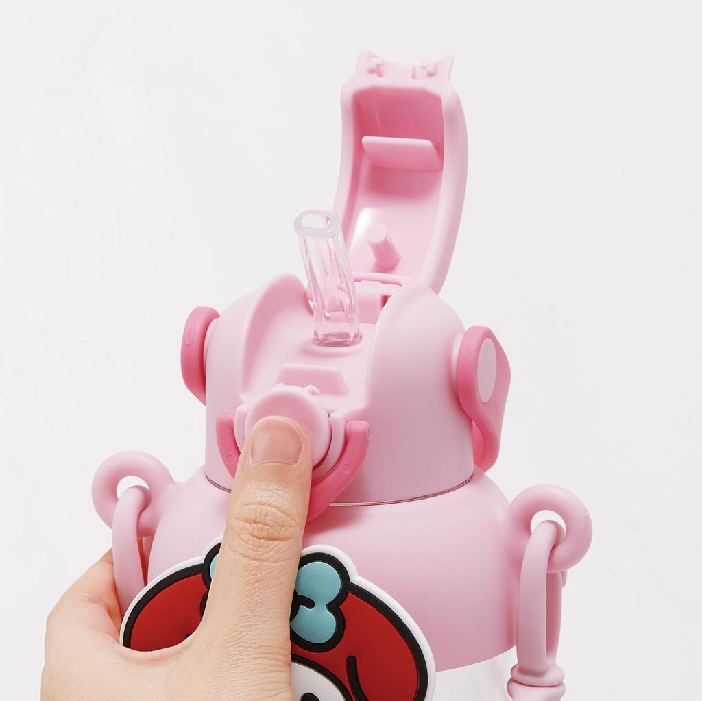 Skater Straw Bottle with Rubber Lock Shoulder My Love Mascot, 650ml, One-Push Open, Function, Handle, Strap, Sanrio, Melody, Everyday, PRMC7ST-A