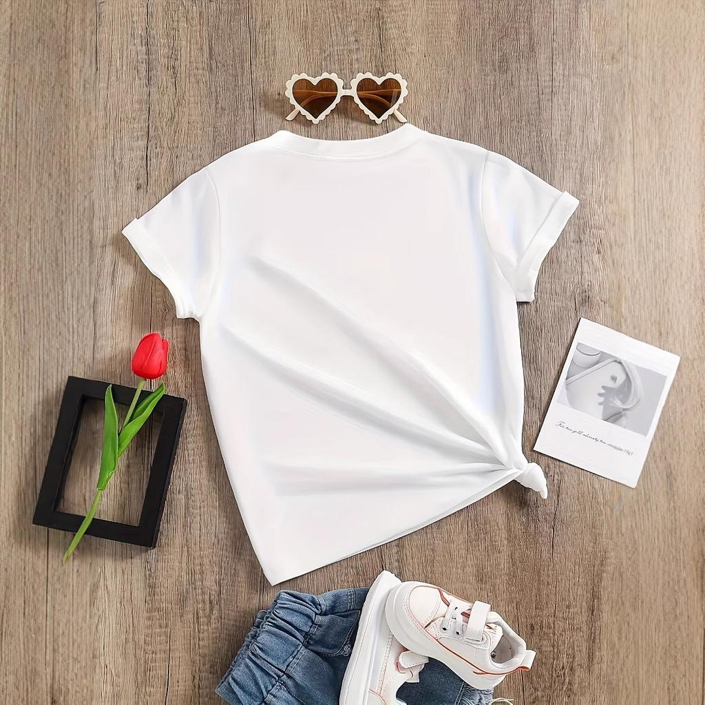 Футболка с короткими рукавами и принтом пасхального кролика для девочек, летняя детская повседневная футболка