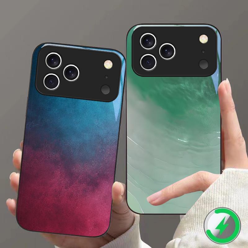 Слияние цвета и текстуры Подходит для iPhone 16E 17 Pro Max 15 Pro 14 13 Plus 12 mini 11 16 Air 17Pro магнитость Стеклянный чехол для телефона