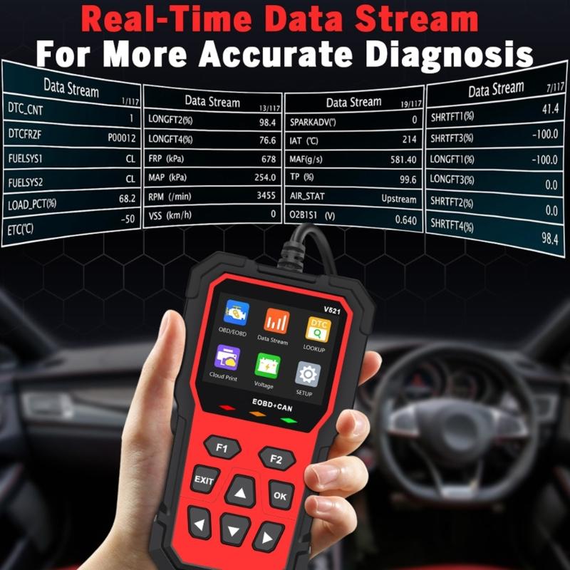 Многофункциональный OBD-сканер-тестер V521 для диагностики автомобилей, подходит для чтения кодов неисправностей двигателя, быстрого обнаружения ошибок