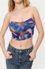 Women's Fashion New Bustier Blue-Multicolor Floral Printed Tulle Bustier