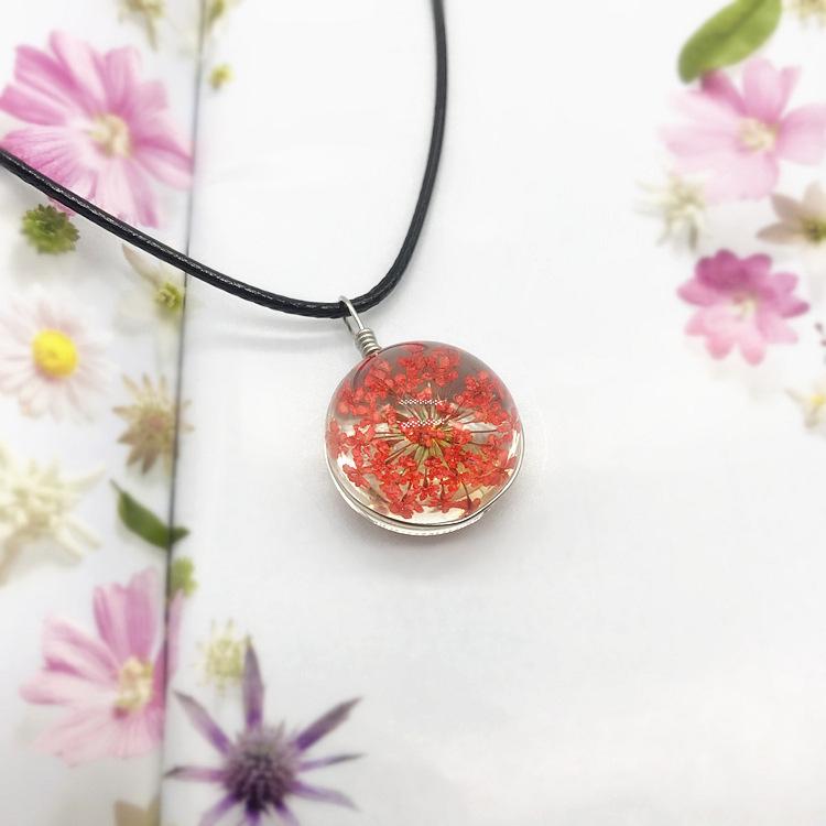 Beautiful Dandelion Necklace Eternal Flower Clavicle Chain Male and Female Couples Crystal Dried Flower Glass Ball Pendant Accessories