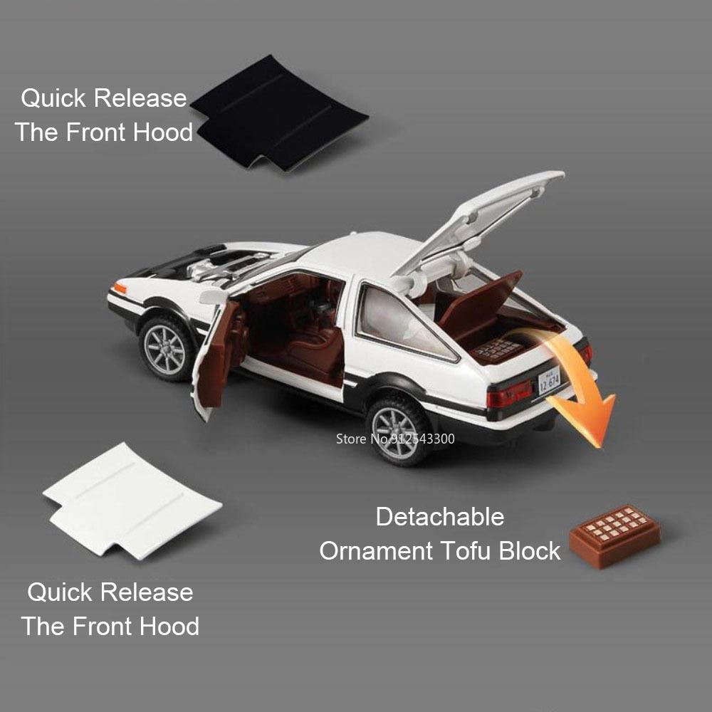 1:43 Scale Pagani Zonda R AE86 DIY Car Model Toy Alloy Body Rubber Tires Detachable Parts Miniature Vehicles Models Boys Gifts