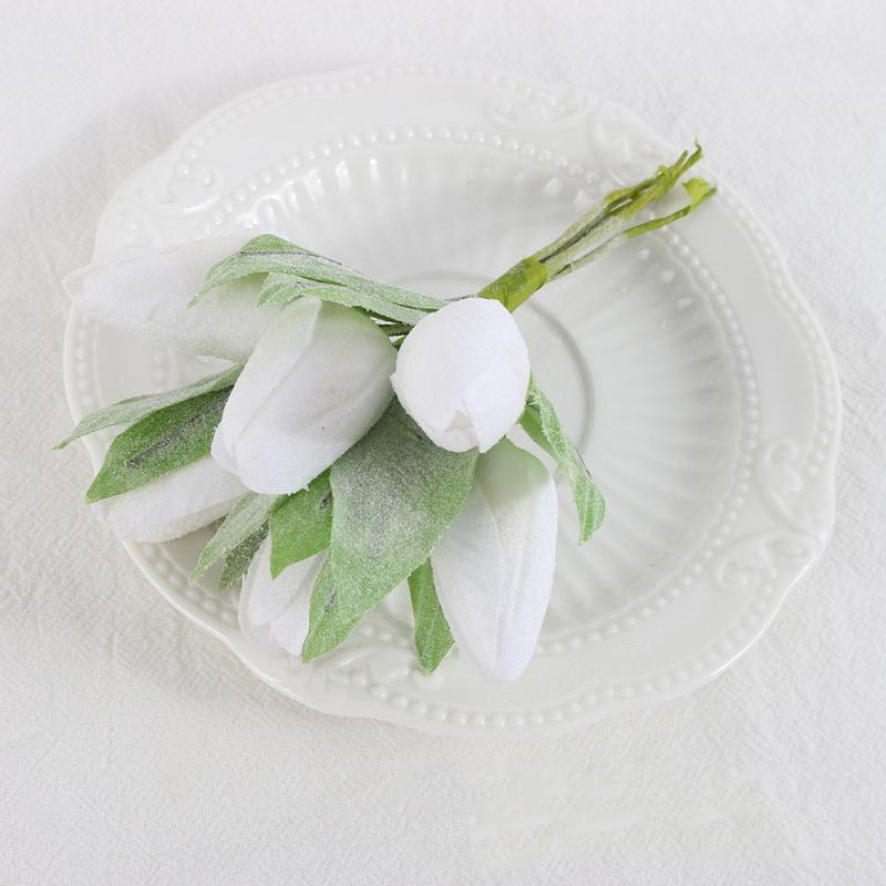 6 шт./пучок Имитация тюльпанов Маленькие букеты, Реалистичные Яркие Настоящие на ощупь Зеленые Лиственные Растения,