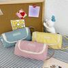Ins Lattice Pencil Case Washable Storage Bag School Supplies Canvas Estuche  Student