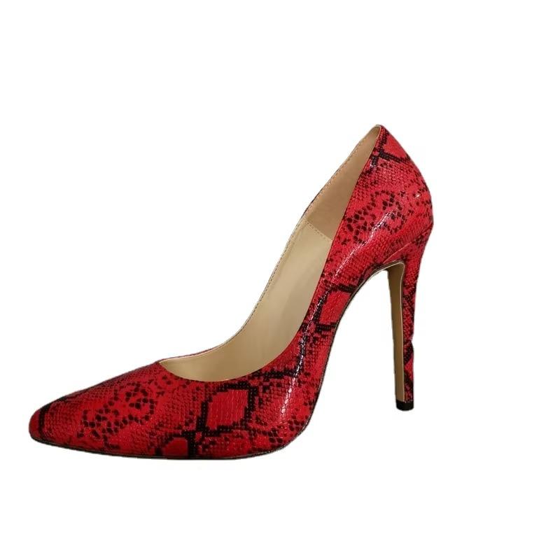 Classic Sexy Pointed Toe High Heels Women Pumps Shoes Faux Snake Print Wedding Party Pattern Shoes