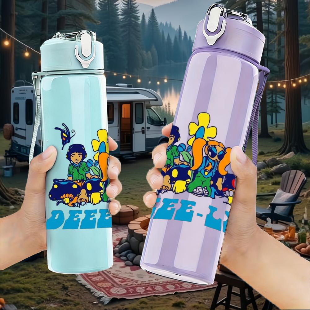 1PC Deep Purple Rock Band Group Cartoon Print 750ml Portable Sports Water Bottle Leakproof Gym Outdoor Travel Drink Cup