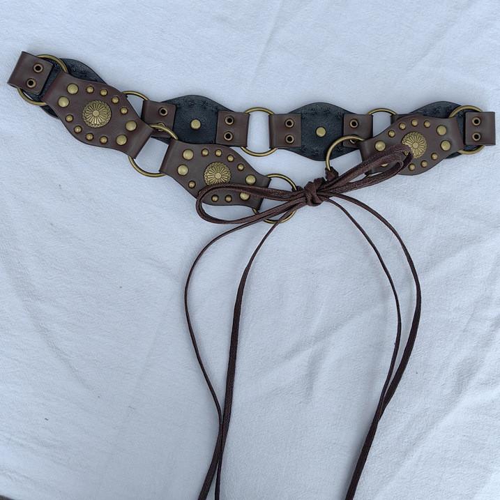 Handmade Hollow Pattern Western Pu Leather Belt For Women Stylish Summer Accessory