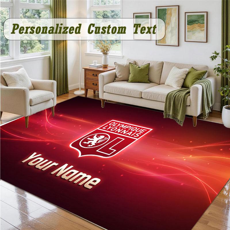 Crystal Velvet Square Rug Custom NameLyon FC Pattern Non Slip Home Floor Decor Rug