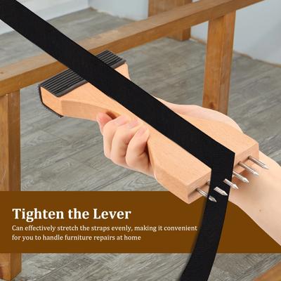 Тесьмяной обивочный натяжитель Деревянный тесьмяной натяжитель с шестью штифтами Нескользящая рукоятка Инструмент для ремонта ремня Кожа Холст