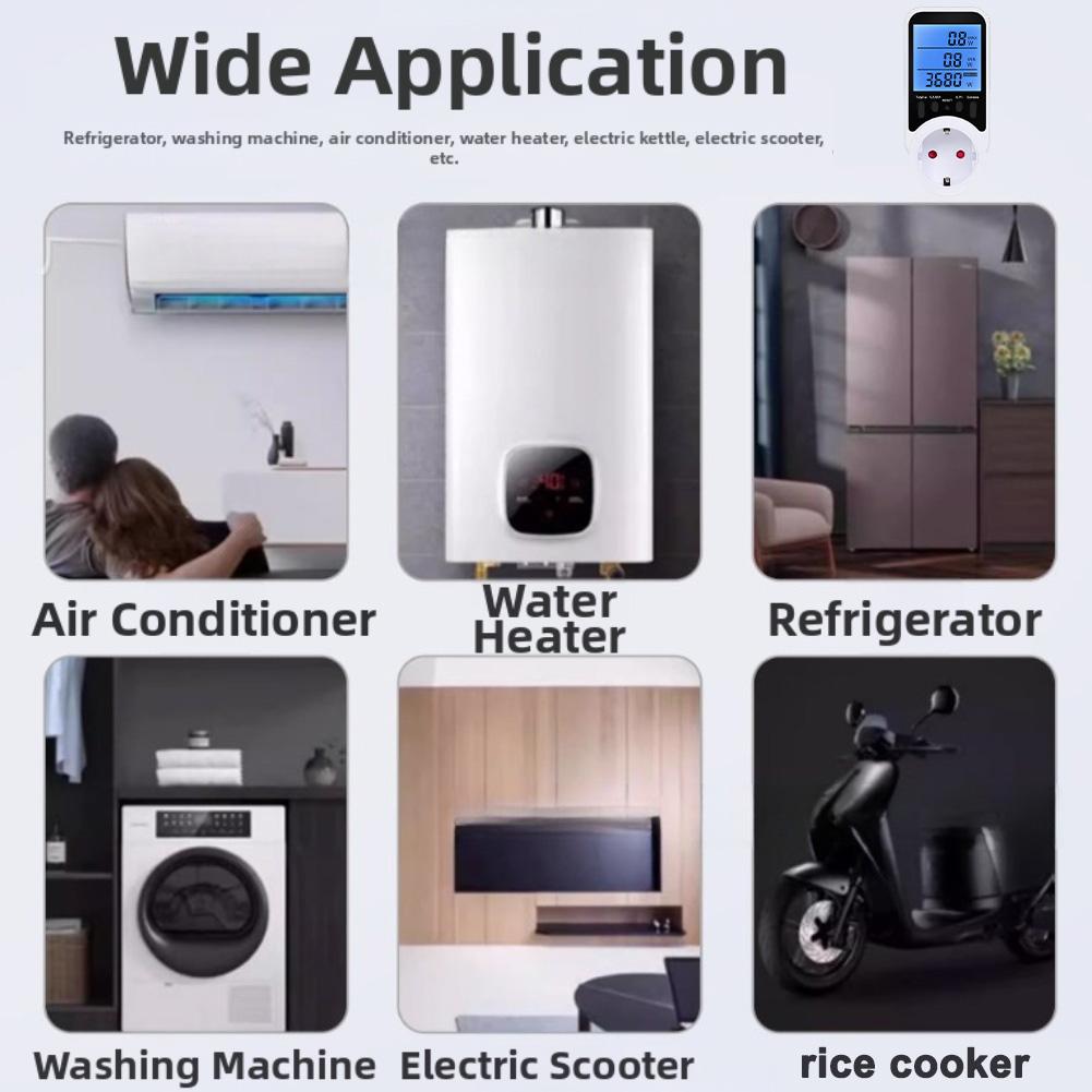 Power Measurement Socket with Backlit Screen Current Voltage and Timing Controller Suitable for Home and Office 16A 3680W