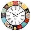 Деревянные настенные часы ручной работы | Этнические разноцветные расписанные вручную | Большие декоративные часы для гостиной, холла | Идеально для подарка и домашнего декора