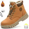 New Fashion Winter Velvet Work Safety Boots For Men Nail Proof Indestructible Waterproof Steel Toe Cap Male Sneakers