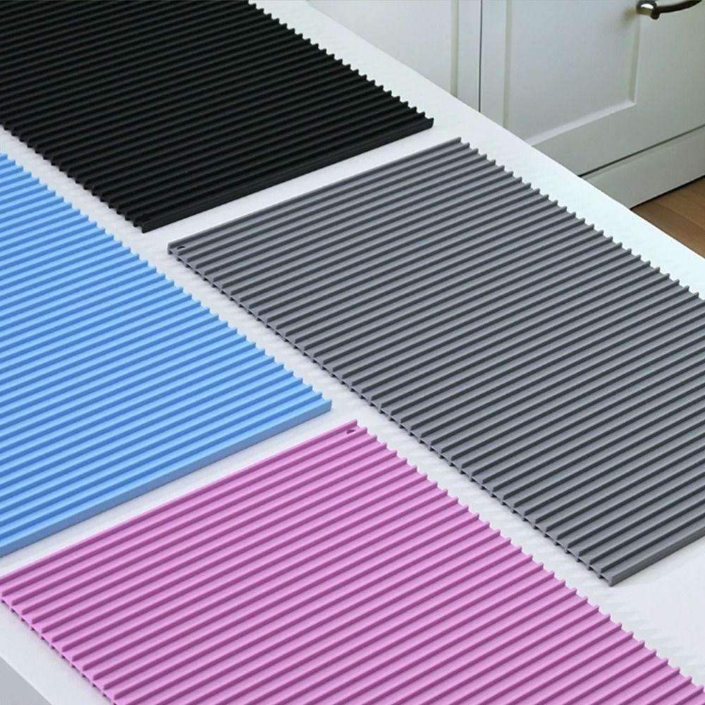Rectangle Silicone Drying Pad Roll Up Insulation Placemat Desktop Decoration