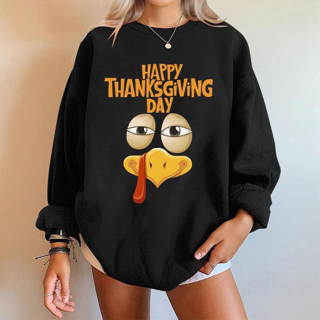 Женская мода повседневная толстовка с длинным рукавом и принтом ко Дню благодарения