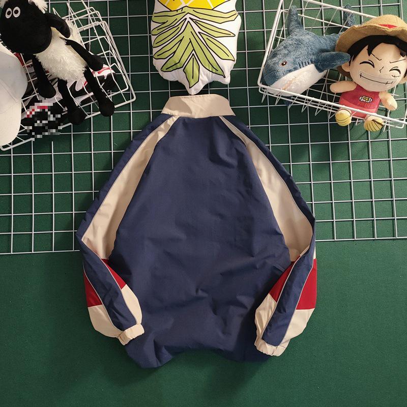 Мужская бейсбольная куртка в стиле ретро с контрастной строчкой - Модная, свободного кроя для пар