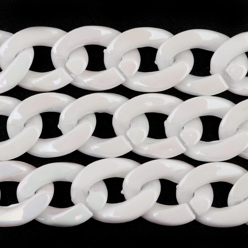20pcs Ins Retro Rainbow Buckle Acrylic Long Chain Beads For Men Women Curb Cuban Link Jewelry Making DIY Bracelet Necklace