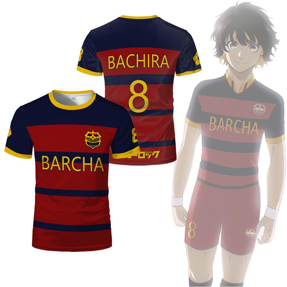 Blue Lock FC Barcha Cartoon Anime Cosplay Мужская футболка летняя с коротким рукавом для детей, модная мужская футболка для мальчиков